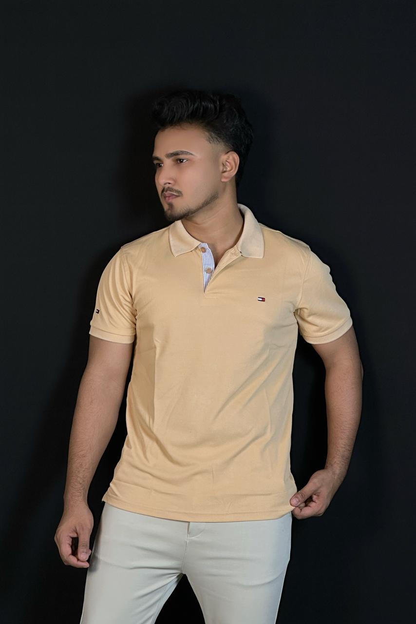 ক্রিম কালার পোলো টি-শার্ট-TM